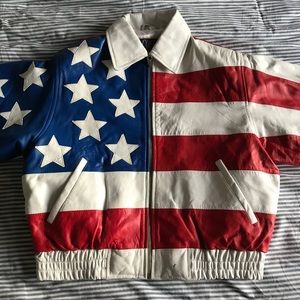 American flag leather jacket